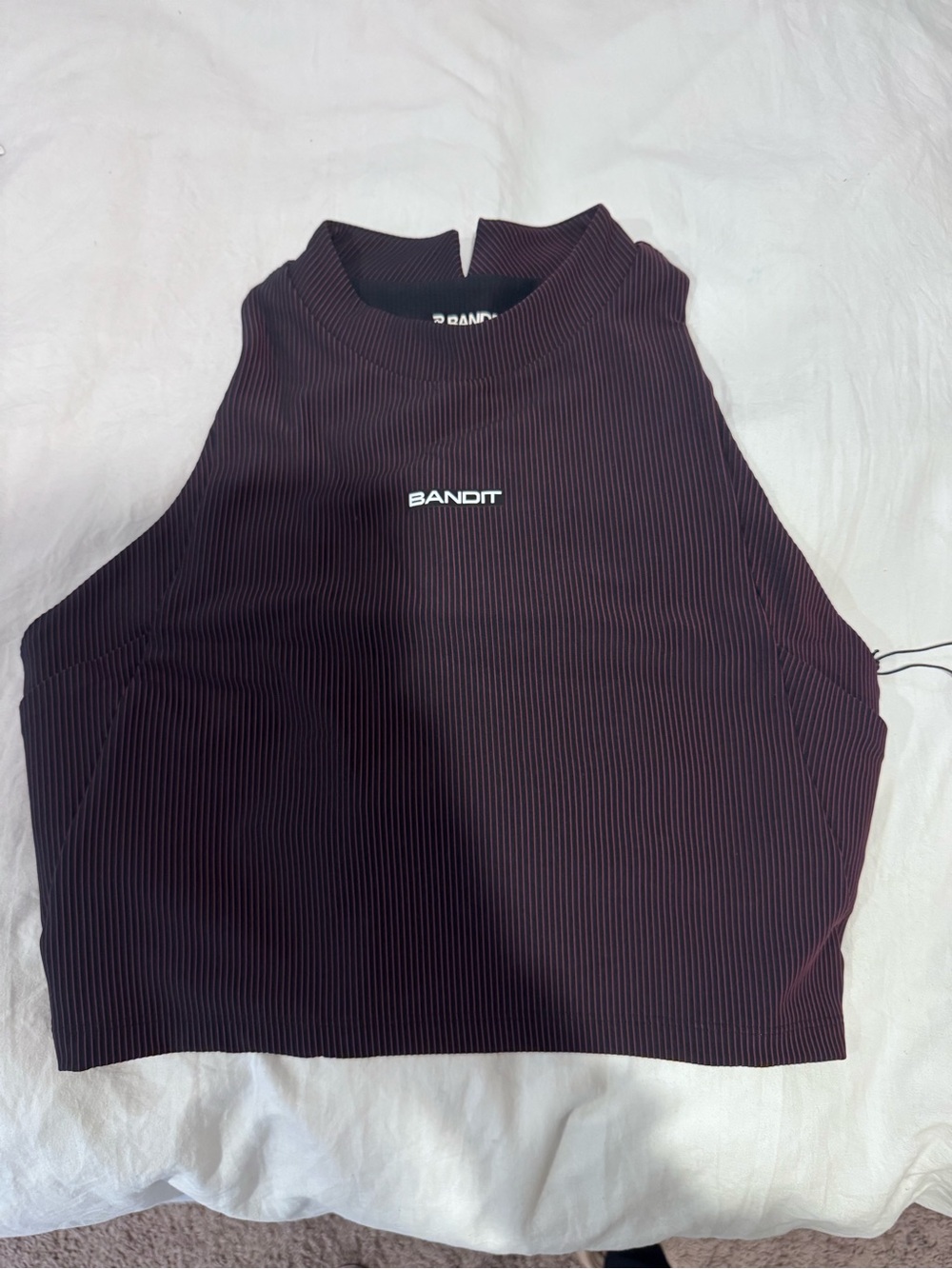 Bandit Women's Ribbed High-Neck Crop Tank in Dark Burgundy